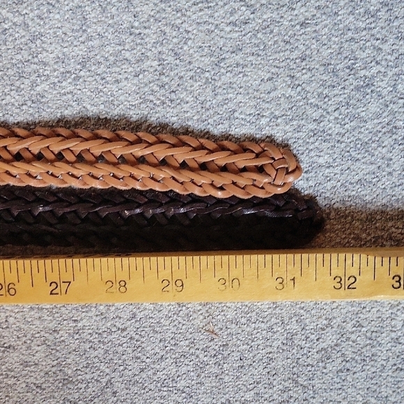 L.C.I Vintage Braided 1999 Leather Belt Set - Chocolate Brown and Brown Size S